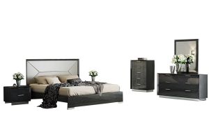 J&M Monte Leone Bedroom Set in Dark Grey