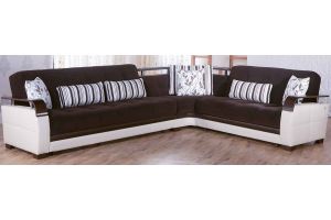 Natural Convertible Sectional Sofa in Colins Brown