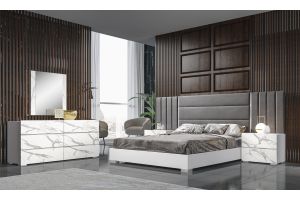 Nina Premium Bedroom Set in White/Grey