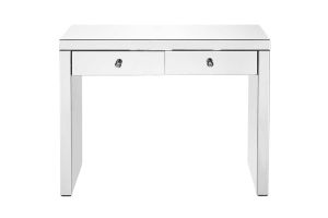 Nunda Contemporary 2 Drawer Console Table in Silver & Clear