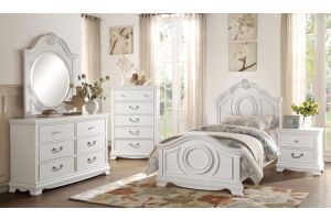 Pitcairn Youth Traditional Bedroom Set in White Finish