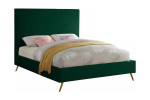 Province Contemporary Velvet Bed in Green & Gold