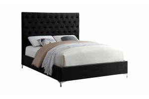 Rhode Contemporary Velvet Bed in Black & Chrome