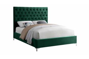 Rhode Contemporary Velvet Bed in Green & Chrome