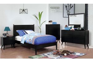 Sterling Youth Mid-Century Modern Bedroom Set in Black