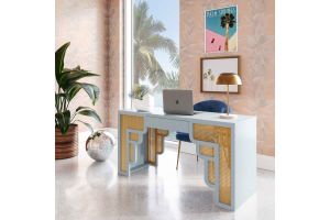 Teller Modern Executive Desk in Pastal Blue