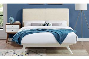 Tracy Modern Bed in White Beige