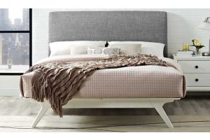 Tracy Modern Bed in White Gray