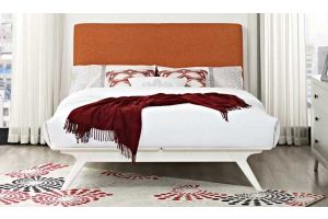 Tracy Modern Bed in White Orange