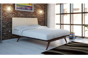 Tracy Modern Wood Bed in Cappuccino Beige