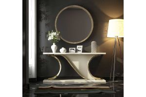 Valencia Modern Console Table in Ivory & Champagne