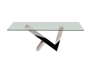Cahokia Modern Console Table with Glass Top in Clear