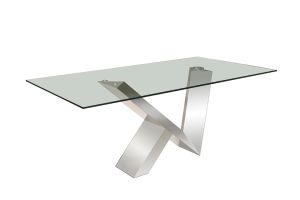 Cahokia Modern Rectangle Dining Table with Glass Top in Clear